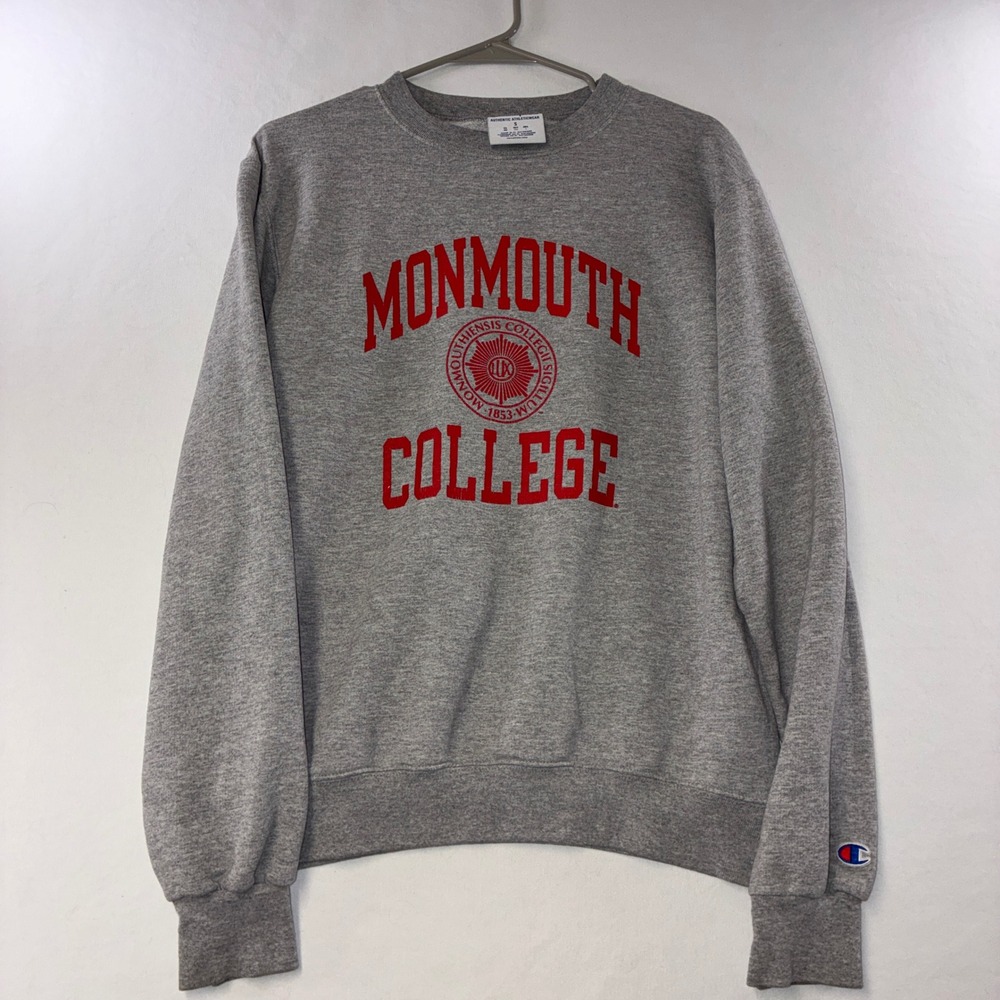 525 Collegiate Champion Monmouth College Sweatshirt S Gray Red Graphic Logo
